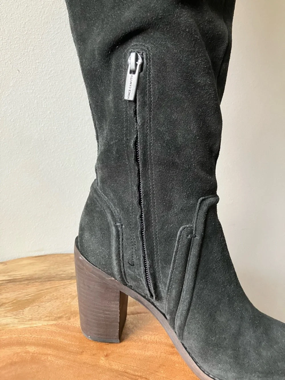 Vince Camuto | Melaya Suede Tall Over the Knee Leather Heeled Boots